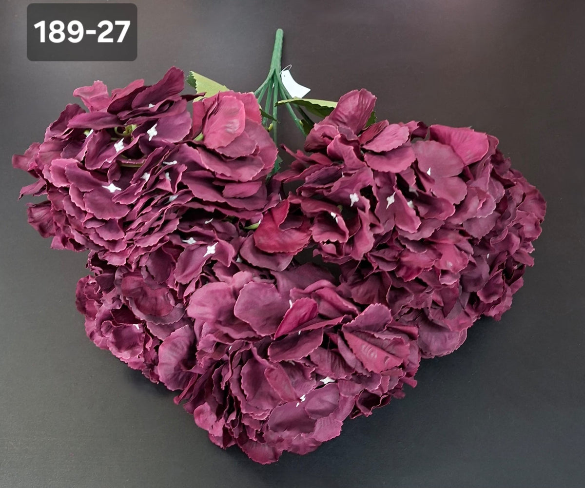 Buchet cu hortensii artificiale burgundy - 52cm