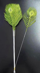 Frunze decorative pene verzi cu sclipici - 12 buc/set