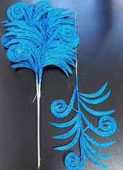 Frunze decorative albastre cu sclipici - 12 buc/set