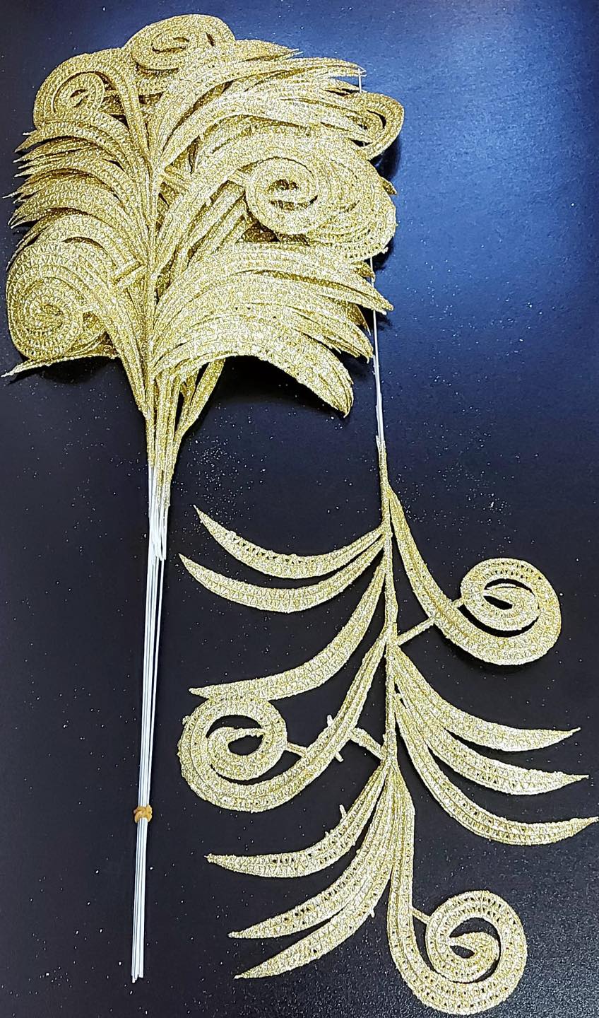 Frunze decorative aurii cu sclipici - 12 buc/set