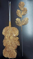 Frunze decorative aurii  – model ferigă cu sclipici - 12 buc/set