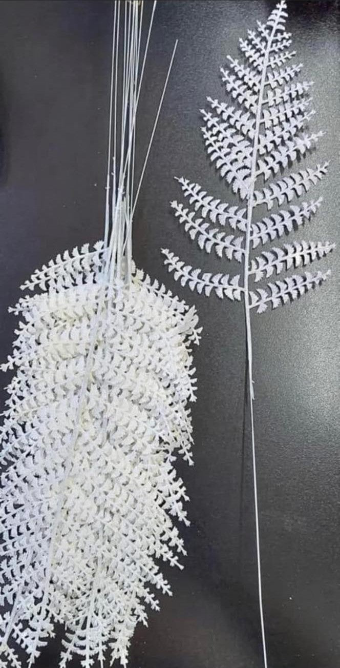 Frunze decorative albe cu sclipici - 12 buc/set