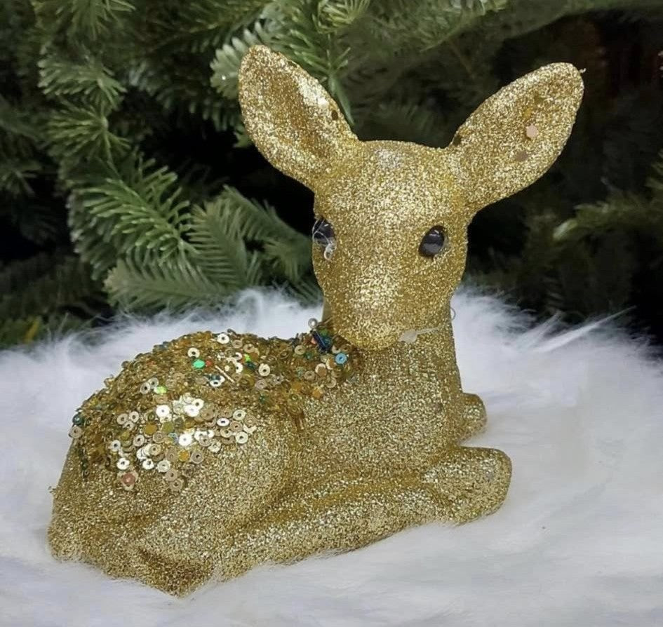 Caprioara aurie cu sclipici – 12cm