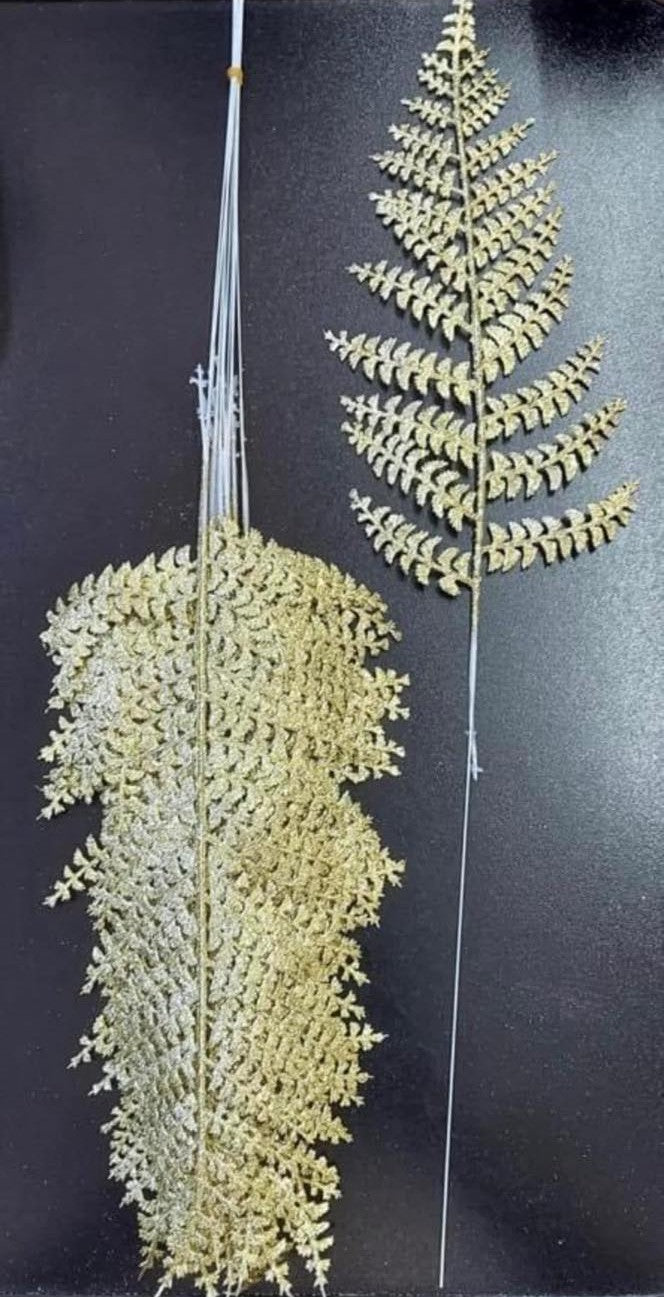 Frunze decorative aurii cu sclipici - 12 buc/set