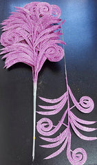 Frunze decorative mov lila cu sclipici - 12 buc/set