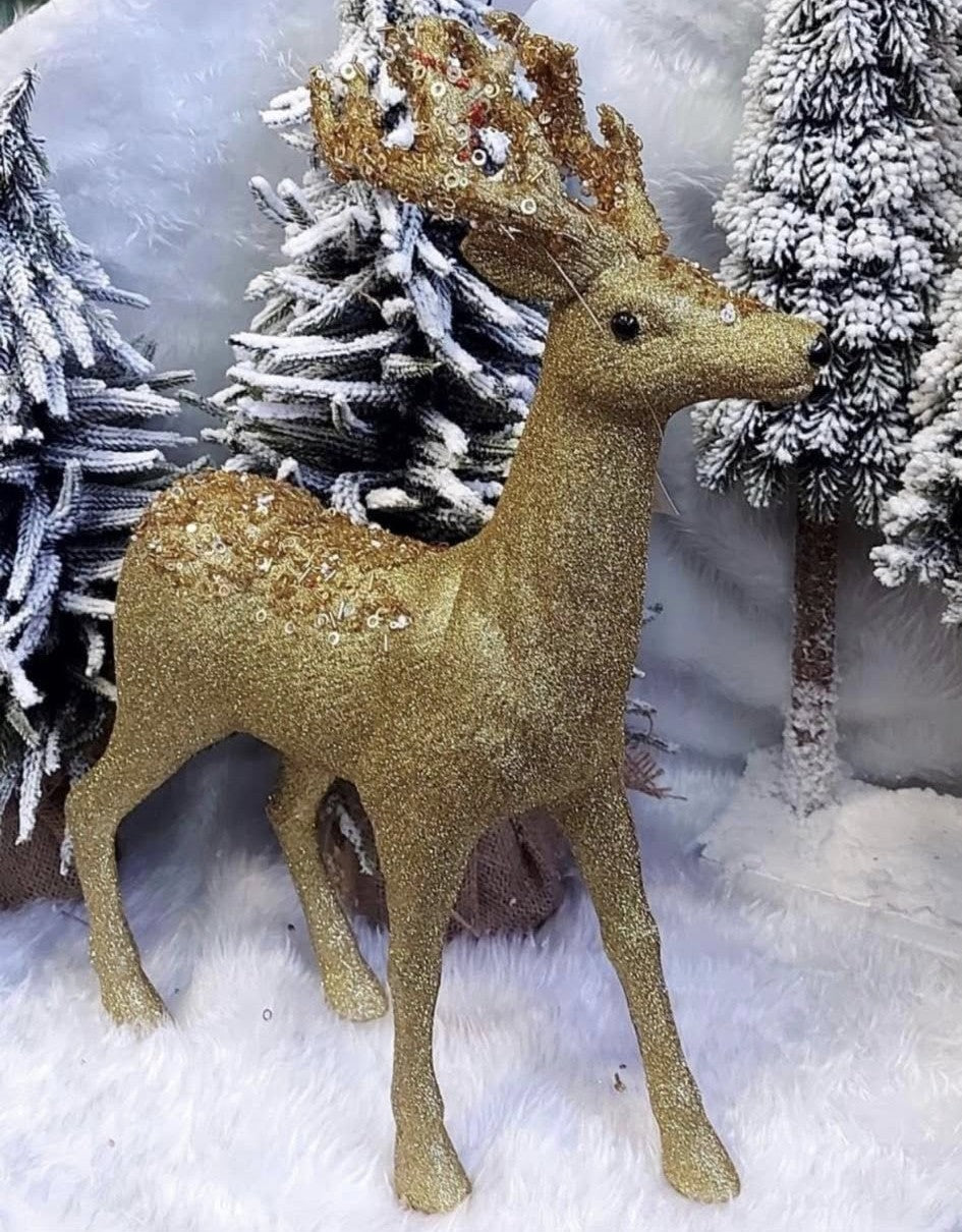 Ren decorativ auriu cu sclipici – 45x50cm