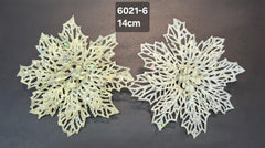 Crăciunițe decorative alb verzui cu sclipici - 14cm, set 2 bucăți