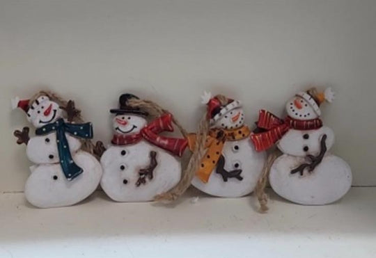 Omuleți de zăpadă – decor ceramic Crăciun 4/set 6cm