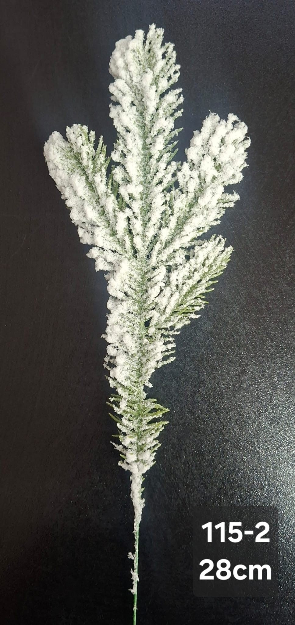 Crenguțe artificiale de brad verde nins – 28cm, 10/set