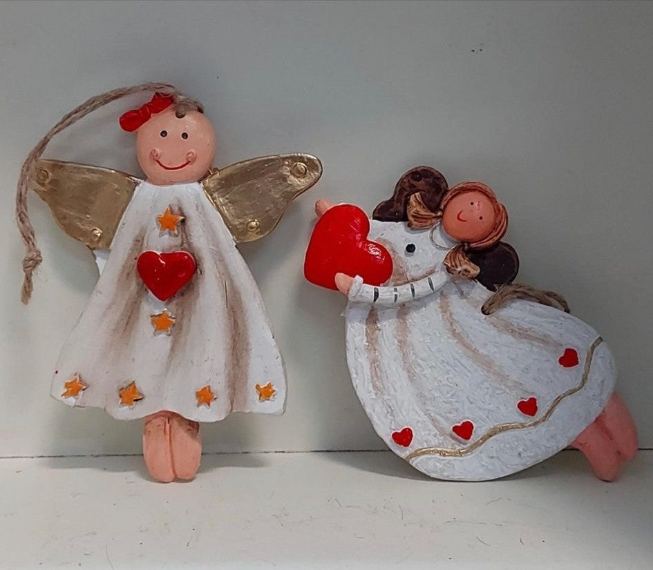 Îngerași albi – decor ceramic Crăciun 4/set 10cm