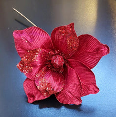 Flori Crăciun roșii cu sclipici și paiete 10/set