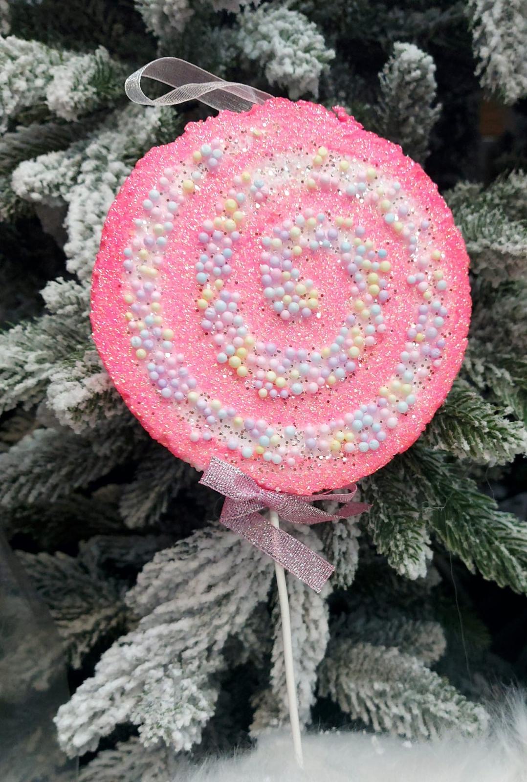 Decor acadea roz cu sclipici, 25cm, set 10 bucăți