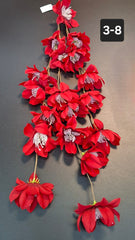 Ramură artificială cu flori roșii bogate, flori mici - 112cm