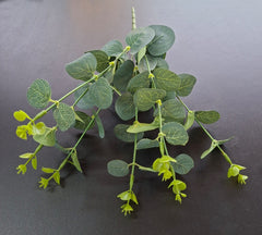 Eucalipt artificial decorativ cu frunze rotunde, 33cm