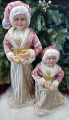 Figurină Crăciunita decorativă roz cu auriu - 60/50cm