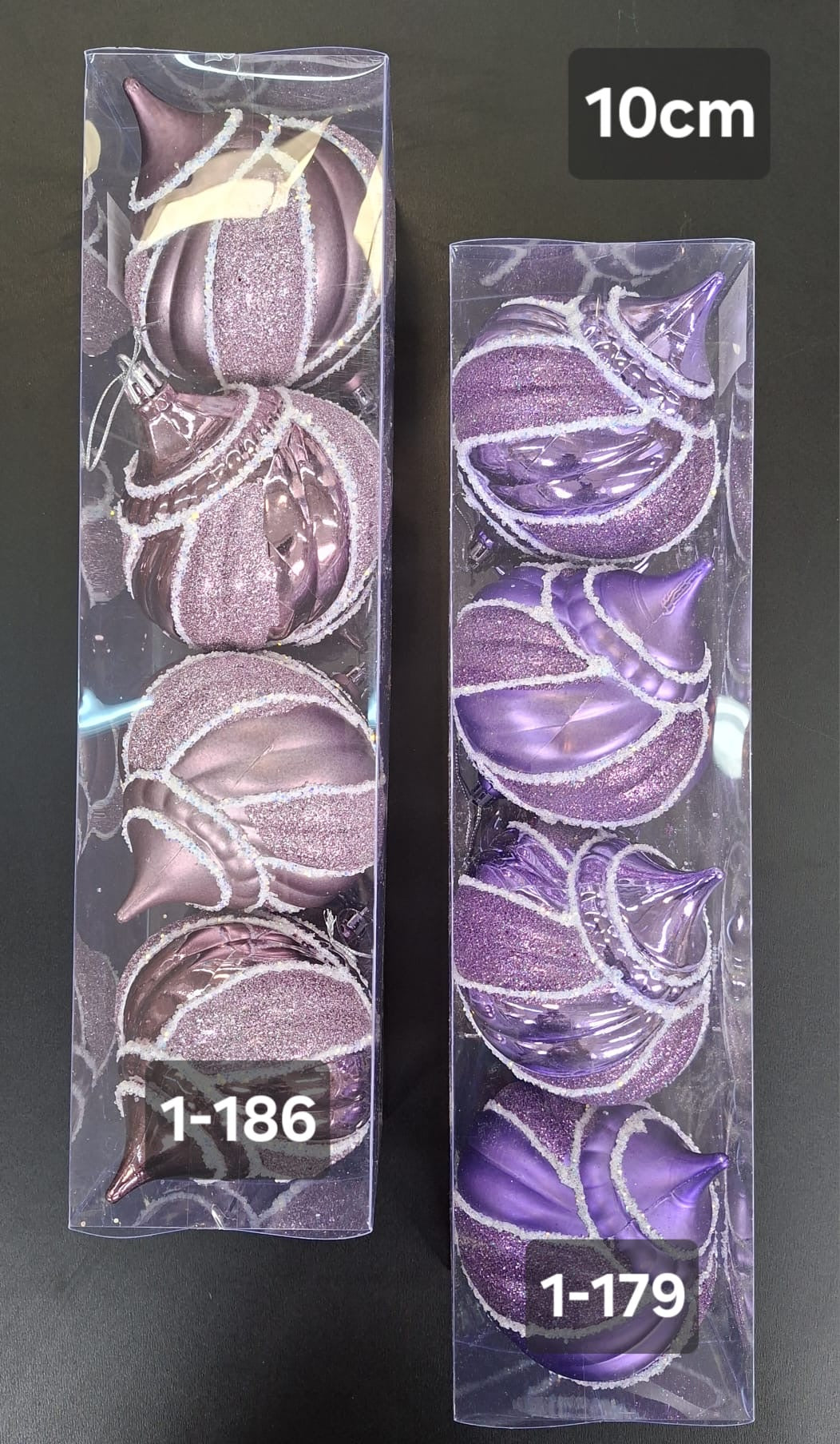 Set 4 Globuri Crăciun Decorative 2 culori cu Sclipici - 10cm