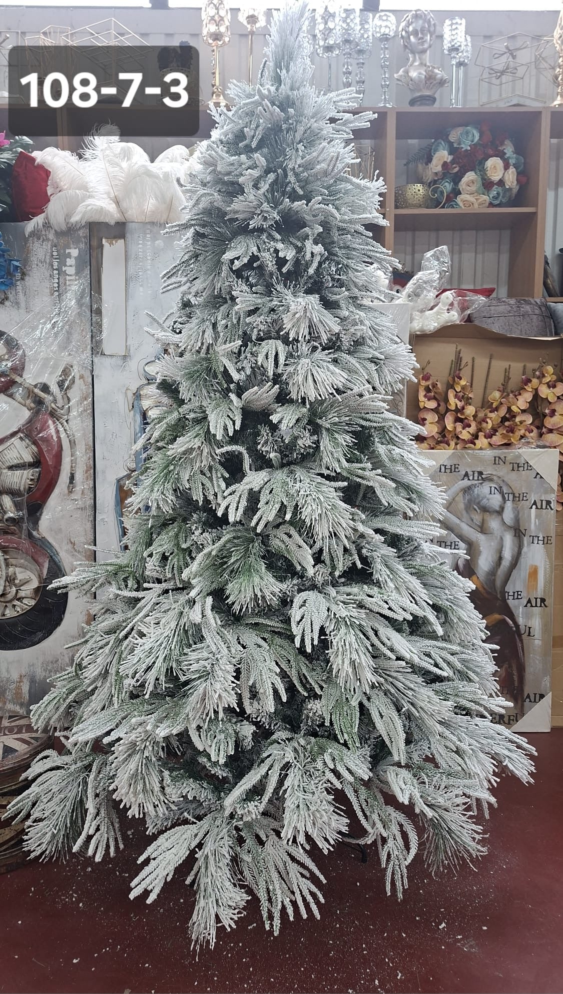 Brad artificial de Crăciun cu zăpadă, model lux 3D, disponibil în 3 mărimi