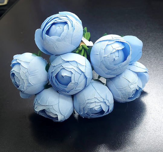 Buchet cu bujori artificiali bleu – 7 flori 24cm