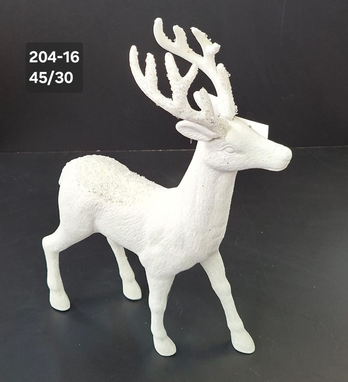 Ren decorativ alb cu sclipici fin – 45x30cm