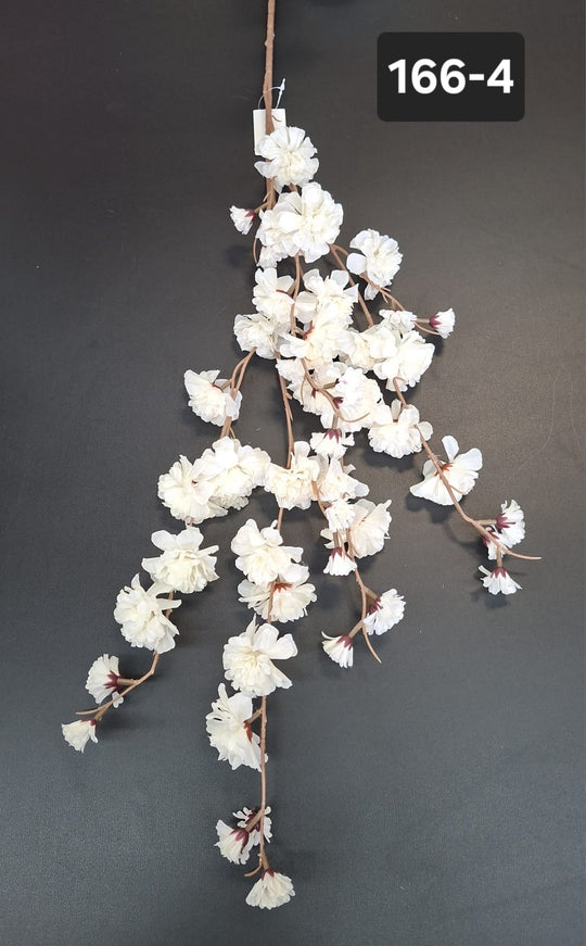 Ramură artificială decorativă cires japonez - 100cm flori albe-crem