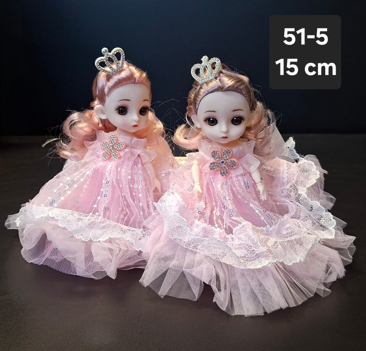 Păpuși Prințesă cu Rochie Roz și Coroniță - 15cm 10/set