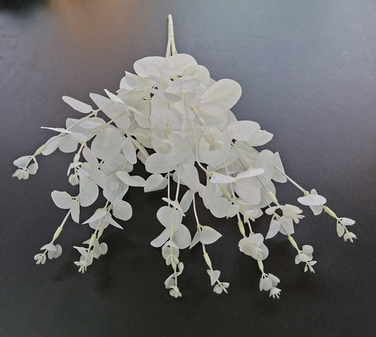 Eucalipt artificial alb decorativ, 46cm
