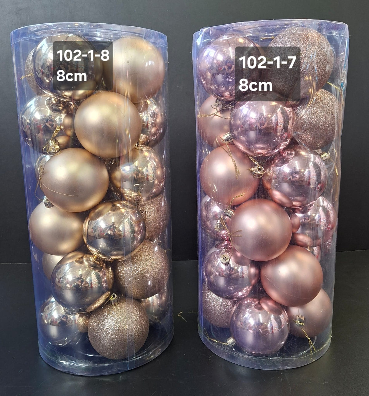 Set globuri Crăciun aurii, finisaj mat, lucios și glitter – 24 buc 8cm