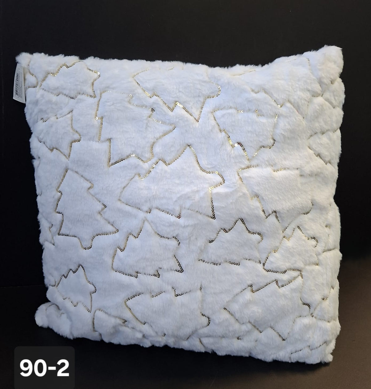 Pernă decorativă albă cu brăduți aurii - 45x45cm