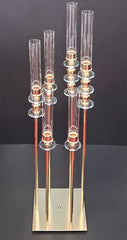 Suport decorativ metal auriu, 6 tuburi din sticla -  110cm