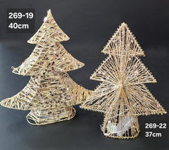 Brad decorativ auriu cu sclipici – 40/37cm