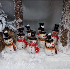 Omuleți de zăpadă – decor ceramic Crăciun 8/set 5cm