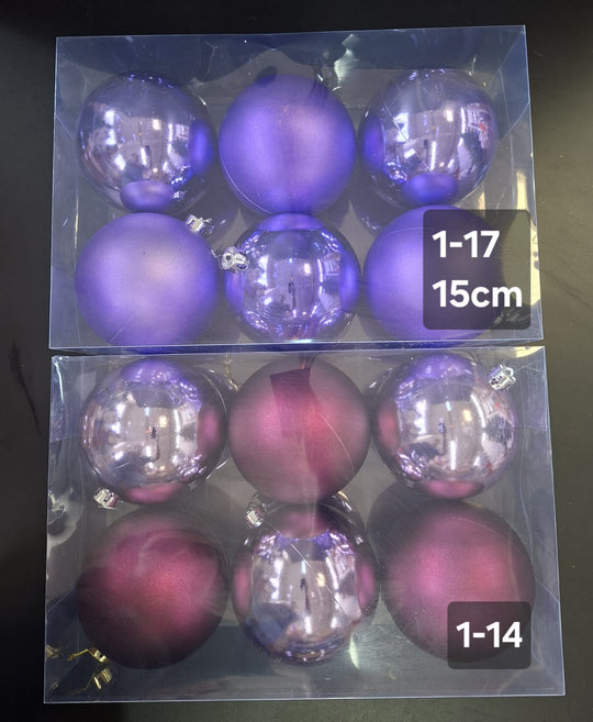 Globuri Crăciun mov 15cm decorațiuni - set 6 bucati