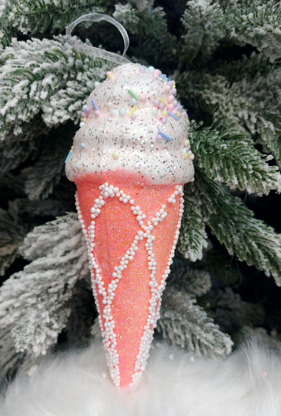 Înghețată decorativă roz pastel cu biluțe – 18cm set 10 bucati