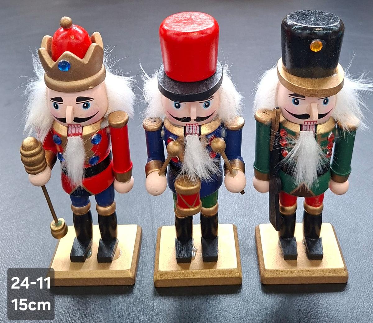 Soldăței Crăciun lemn Spărgător de nuci - set 3 bucati 15cm