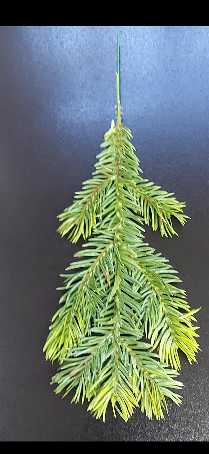 Crenguțe artificiale de brad verde natural - 28cm 10/set