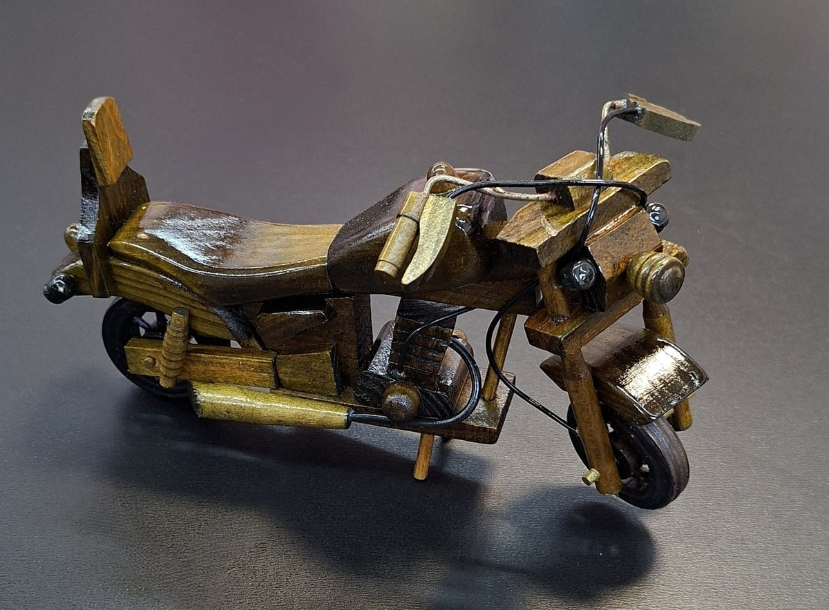 Machetă decorativă motocicleta de epocă din lemn - 19cm