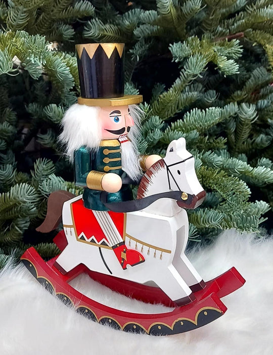 Soldățel decorativ Crăciun pe cal alb – Spargător de nuci 27cm