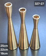 Set 3 sfeșnice metalice auriu sampanie  – 25cm, 22cm, 18cm
