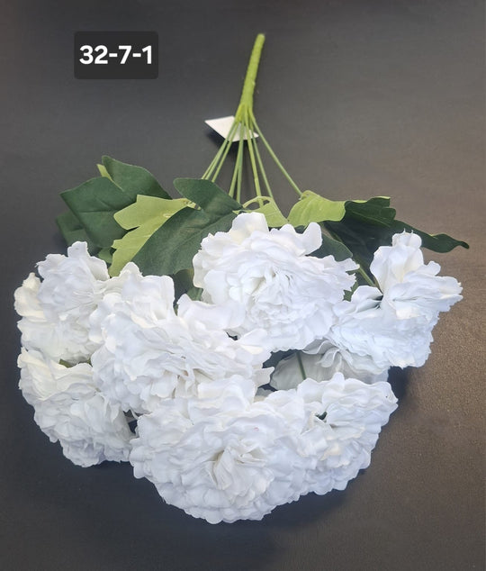 Buchet artificial de garoafe albe - 45cm, 11 flori