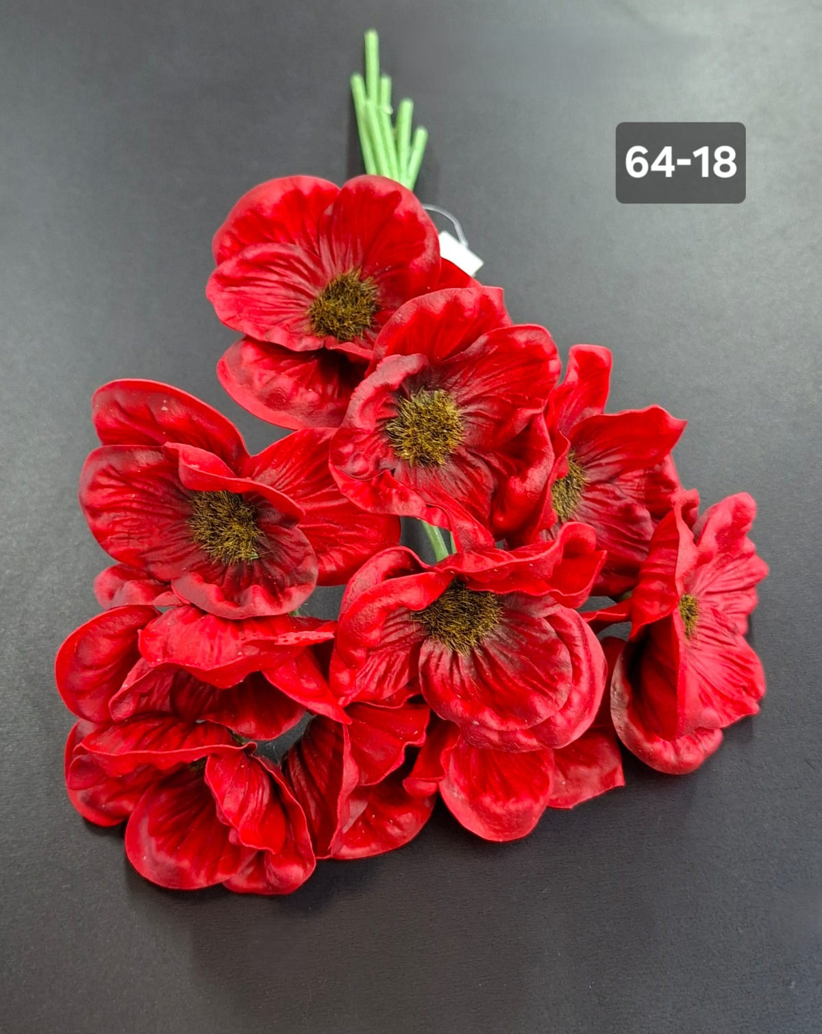 Anemone artificiale roșii 33cm – set 10 fire