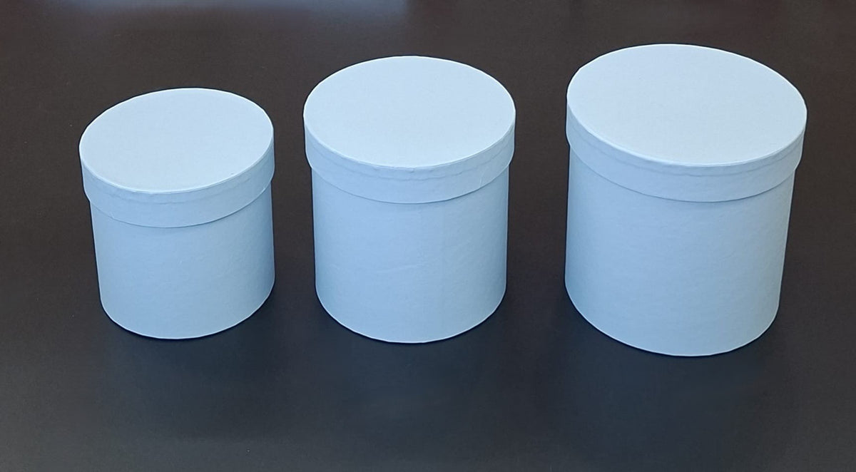 Cutii din carton cilindrice – Albastru deschis 3/set
