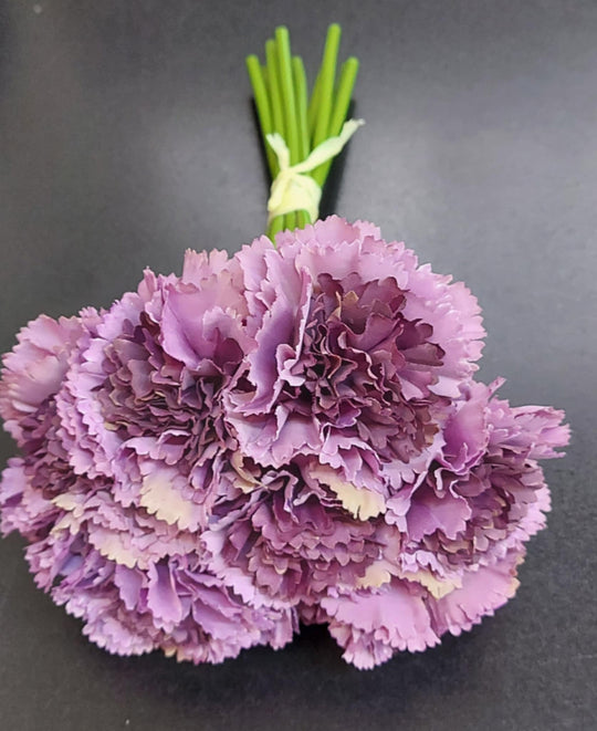 Buchet garoafe artificiale mov 26cm - 9 fire