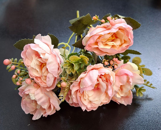 Buchet trandafiri artificiali roz 30cm – flori elegante
