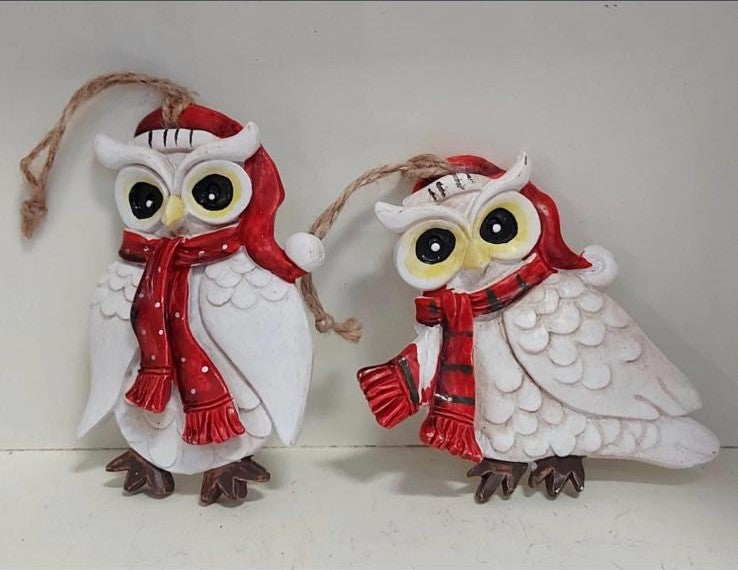 Bufnițe decorative – decor ceramic Crăciun 2/set 9cm