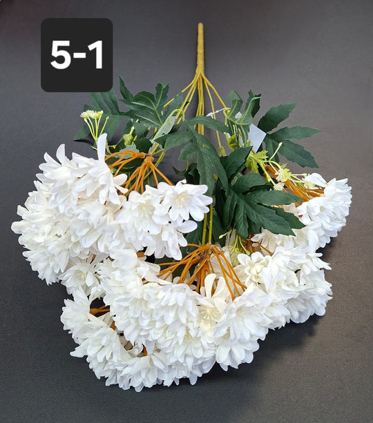 Buchet flori artificiale crizanteme alb - 48cm