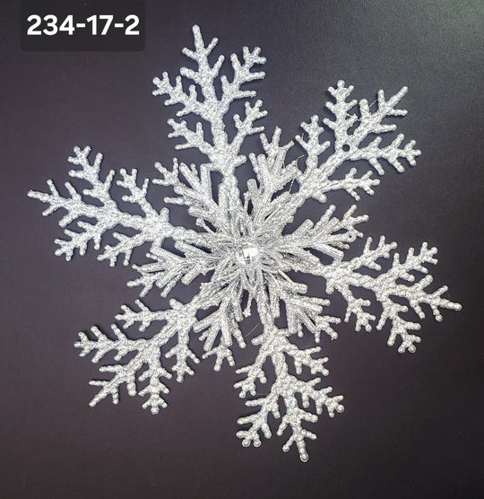 Decorațiune de Crăciun Fulg de Nea Argintiu cu Sclipici – 31cm