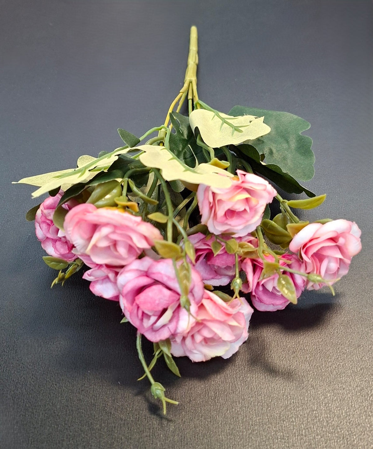 Buchet 10 trandafiri artificiali roz – flori decorative, 33cm