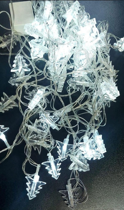 Instalație Luminoasă de Crăciun cu Brăduți, 20 LED-uri, 4 Metri – Multicolor / Galben Cald / Alb Rece