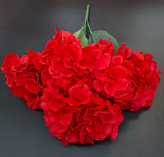 Buchet cu hortensii artificiale rosii, flori mari 52cm