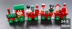 Trenuleț Crăciun din lemn roșu-verde - 20cm